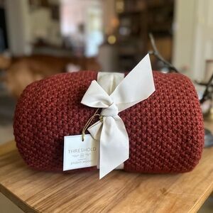 Studio McGee Deep Red Knit Throw Blanket new with tags  50x60